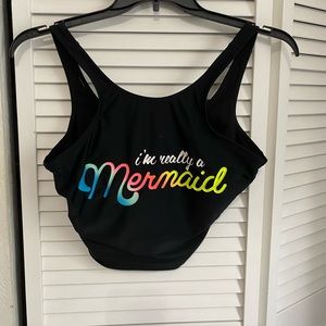 Black “I’m a mermaid” swim top